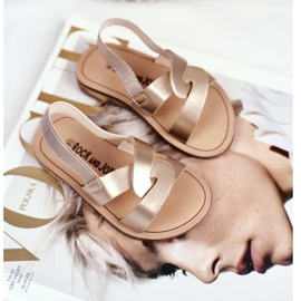 FRROCK Sandalele pentru copii Alunecă cu o bandă elastică Golden Bambino de aur 2