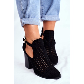 Bellucci Cizme de damă cu toc piele de căprioară negru Morrena 2