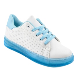 Adidași albi Adidași H-33 albastru 1