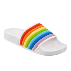 Papuci albi cu curcubeu 2456-2 multicolor 1