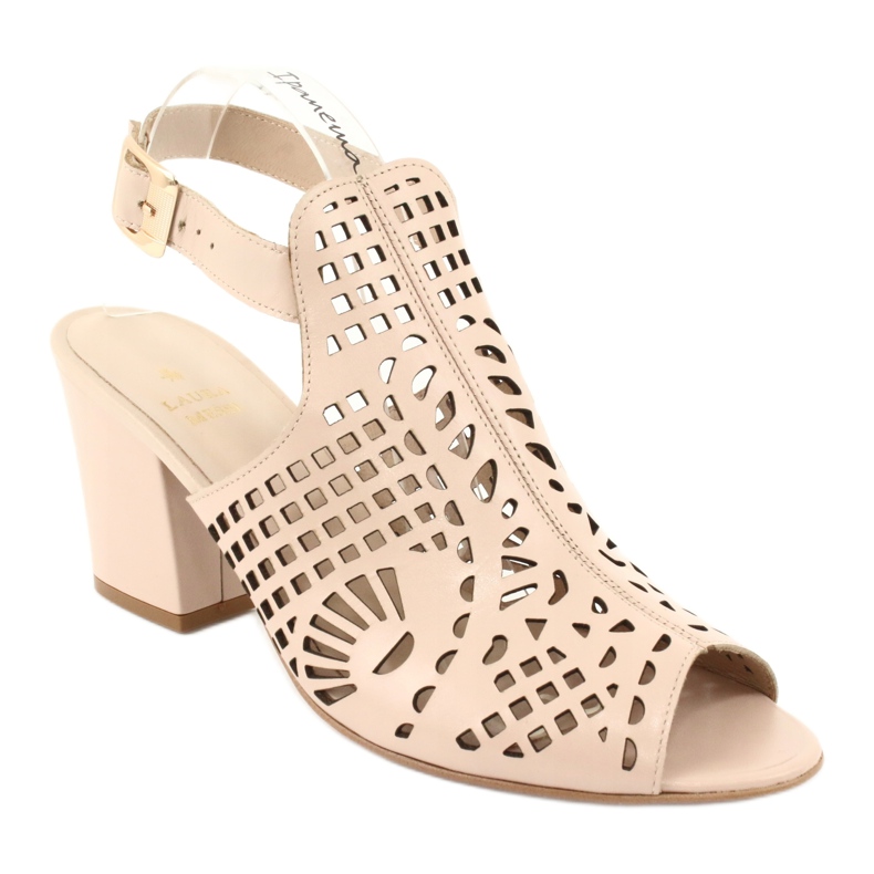 Sandale pe o bară Laura Messi 1924 Piele Bej Montoro roz 1