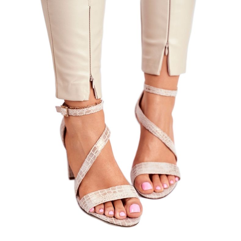 Sandale gladiator Sergio Leone SK870 bej de aur 2