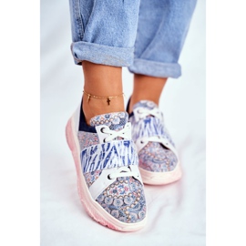 Încălțăminte sport Adidași din piele pentru femei Maciejka 04448-27 maro albastru marin 2