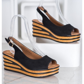 Goodin Sandale ușoare din piele de căprioară negru 1