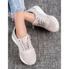 Adidași din piele cu fermoar VINCEZA maro 1