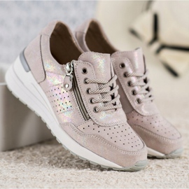 Adidași din piele cu fermoar VINCEZA maro 2