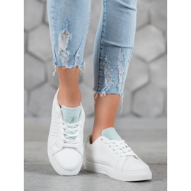 SHELOVET Pantofi albi cu insertii din piele intoarsa 1