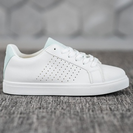 SHELOVET Pantofi albi cu insertii din piele intoarsa 2