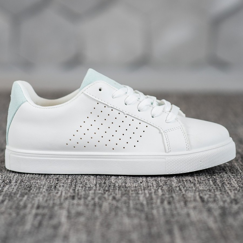 SHELOVET Pantofi albi cu insertii din piele intoarsa 2