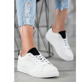 SHELOVET Pantofi albi cu insertii din piele intoarsa 1