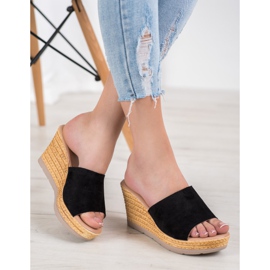 SHELOVET Sandale din piele de căprioară negru 2