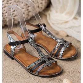 Small Swan Sandale elegante negru gri 1