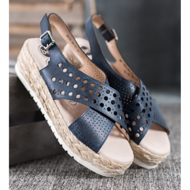 SHELOVET Sandale espadrile albastru 2