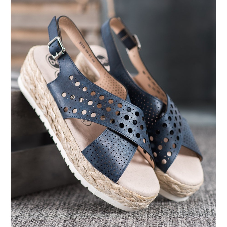 SHELOVET Sandale espadrile albastru 2