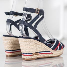 Comer Sandale cu pană cu dungi albastru multicolor 4