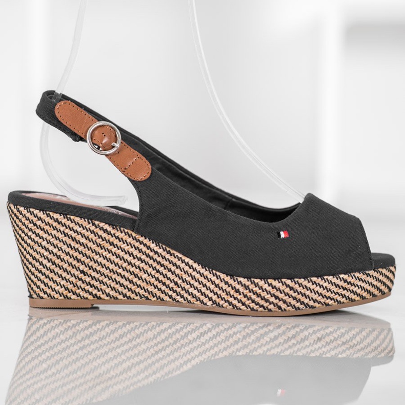 SHELOVET Sandale cu pană clasică negru 2