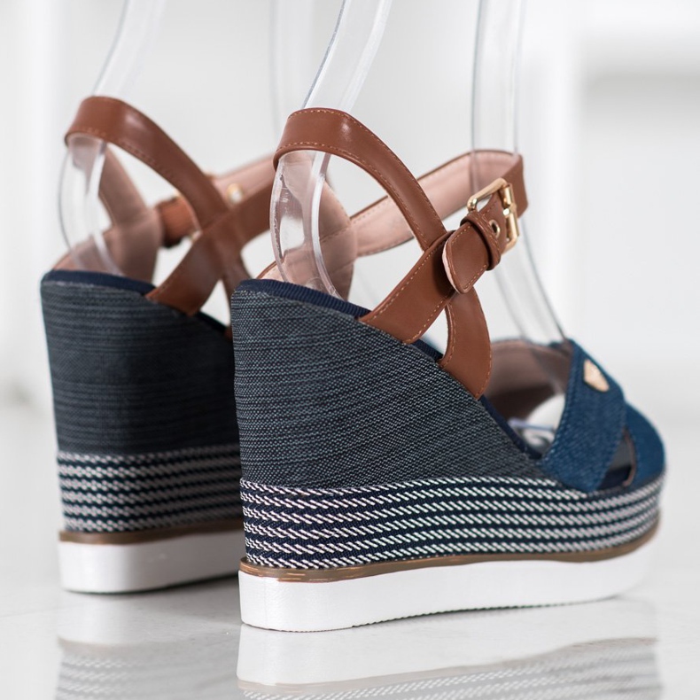 SHELOVET Sandale cu pană albastru 1 SHELOVET Sandale cu pană albastru 1