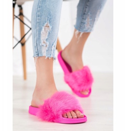 SHELOVET Papuci din cauciuc cu blană roz 1