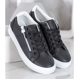 SHELOVET Adidași negri cu fermoar negru 1