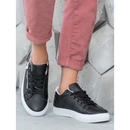 SHELOVET Adidași negri cu fermoar negru 2