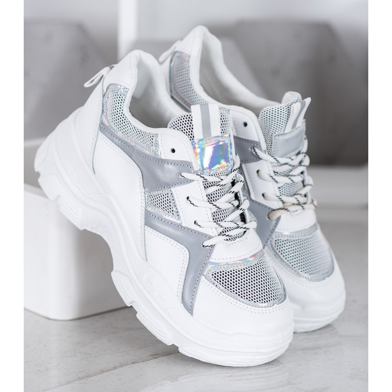 Sweet Shoes Adidași legați alb gri 1