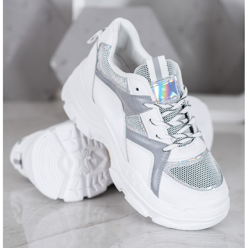 Sweet Shoes Adidași legați alb gri 2