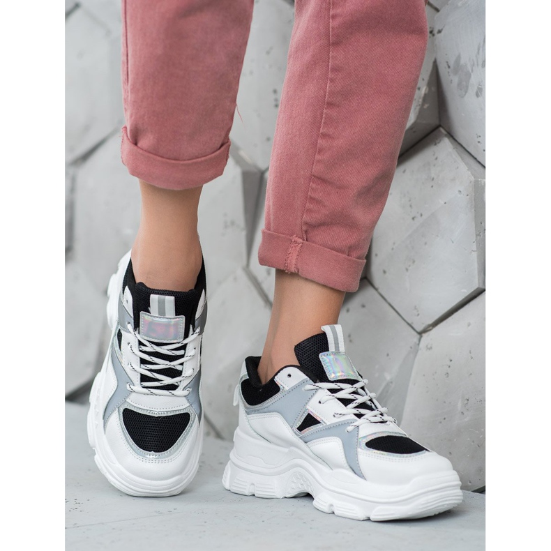 Sweet Shoes Adidași legați alb negru 1