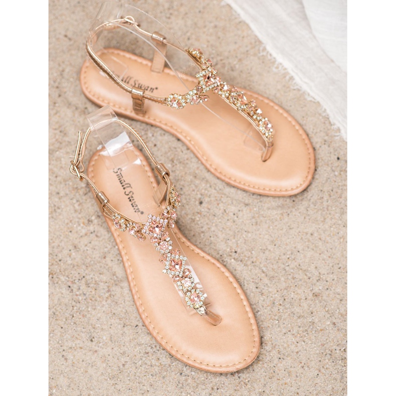 Small Swan Sandale cu flip-flops cu zirconiu cubic galben 2