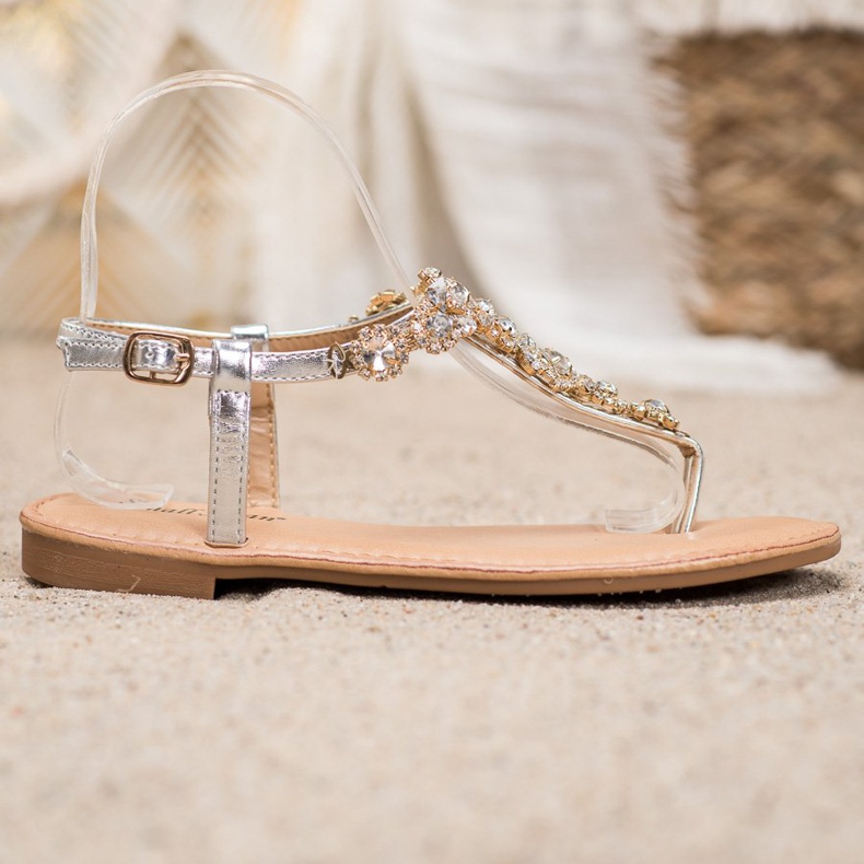 Small Swan Sandale cu flip-flops cu zirconiu cubic gri 2