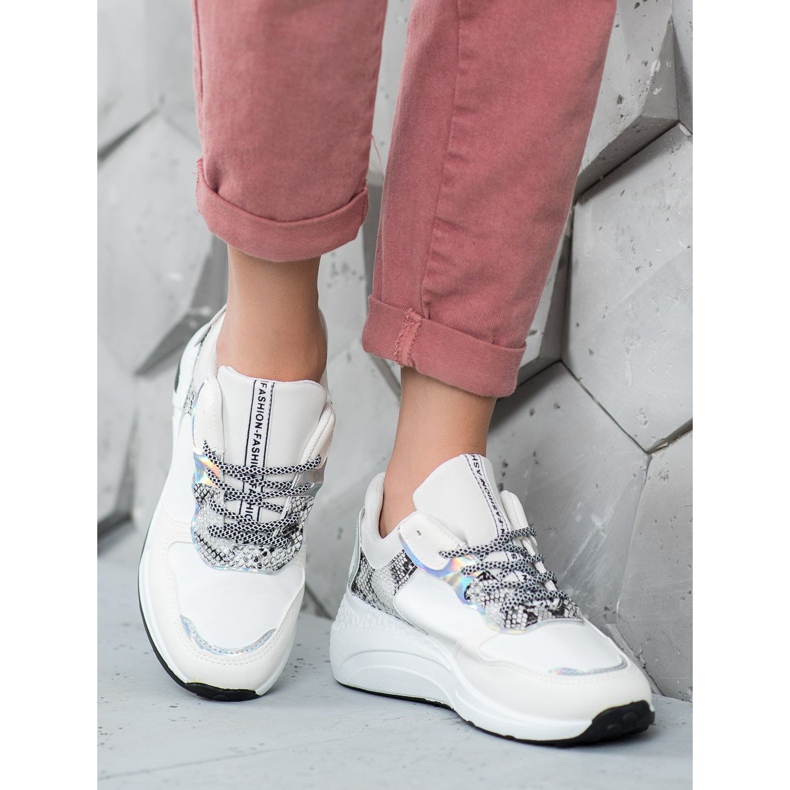 SHELOVET Adidași cu imprimeu șarpe alb multicolor 2