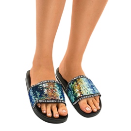 Papuci negri cu paiete WS9002 multicolor 1