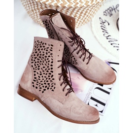 Nicole Cizme din piele pentru femei Cappucino Meridan bej 1