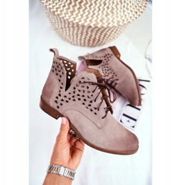 Nicole Cizme din piele pentru femei Cappucino Low Meridan bej 1