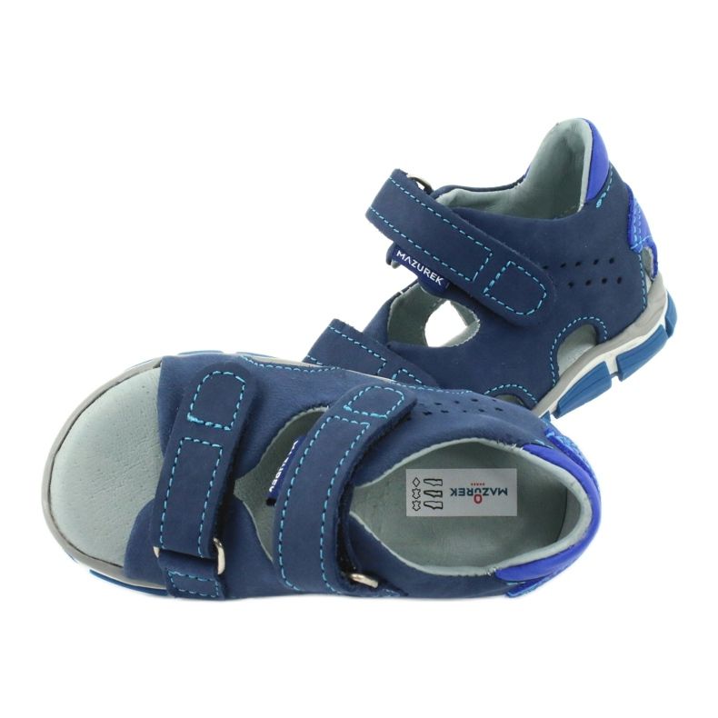 Mazurek Băieți din piele cu albastru bleumarin Velcro 314 5