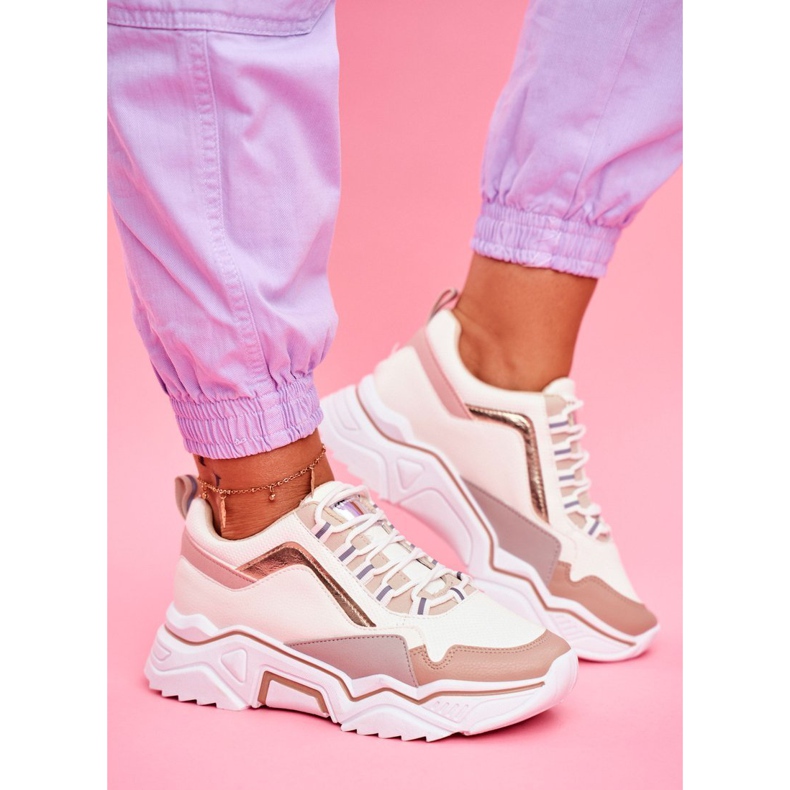 Încălțăminte sport pentru femei Rollen alb și bej maro 1