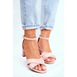 SEA Sandale din piele de căprioară pe o bară Nela roz 1