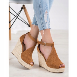 SHELOVET Sandale cu pene ajurate maro 1