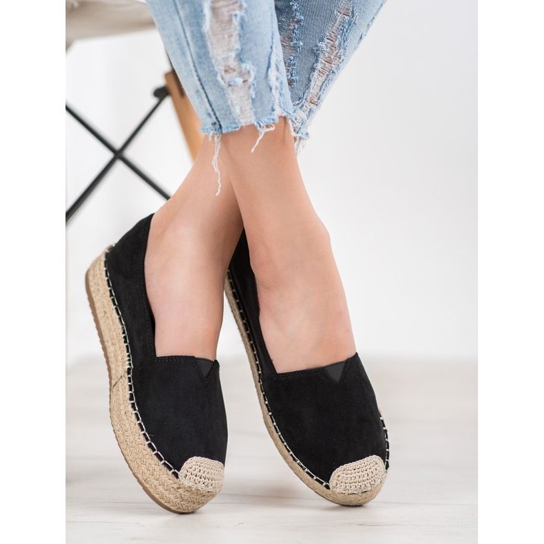 SHELOVET Espadrile pe platformă negru 1
