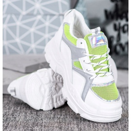 Sweet Shoes Adidași legați alb verde 3