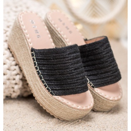 SHELOVET Sandale cu pene împletite negru 1