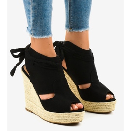 Sandale cu toc espadrile negre 77-20 negru 1