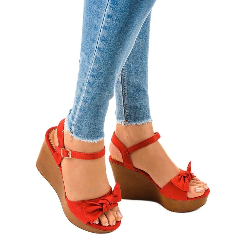 Sandale roșii din piele de căprioară HY8542 roșu 1