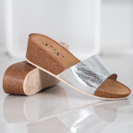 Small Swan Papuci din piele ecologică gri 1