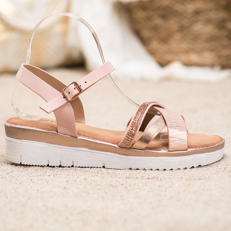 Small Swan Sandale confortabile cu zirconiu cubic galben 2