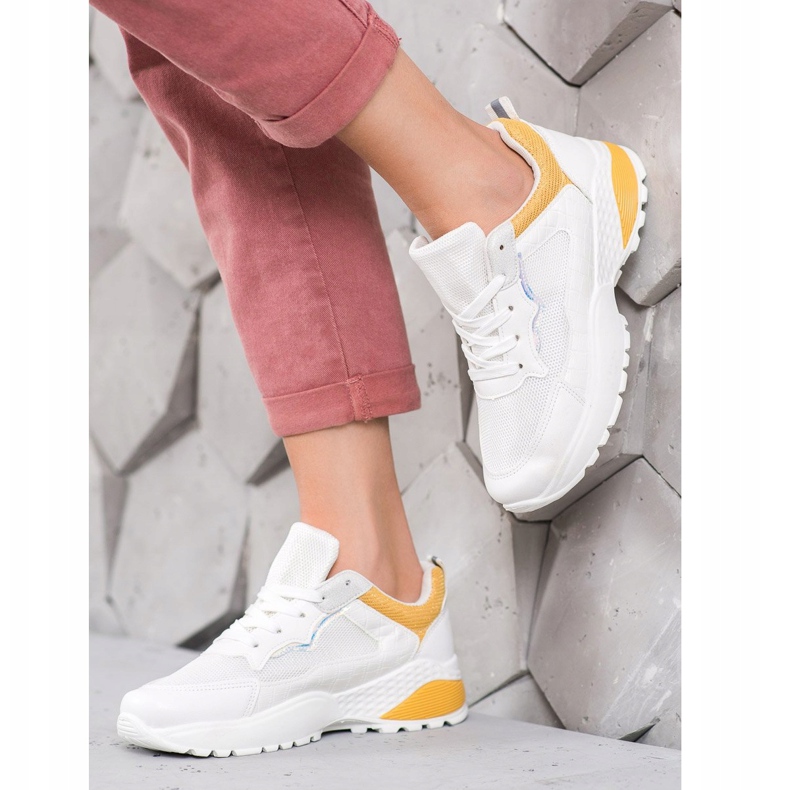 SHELOVET Adidași cu inserții portocalii strălucitoare alb portocale 1