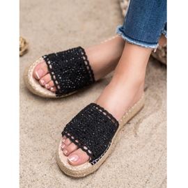 Small Swan Papuci Cu Cristale negru 2 Small Swan Papuci Cu Cristale negru 2