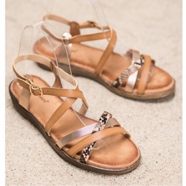 Small Swan Sandale maro elegante de aur 1 Small Swan Sandale maro elegante de aur 1