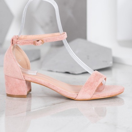 Small Swan Sandale cu toc mic roz 2