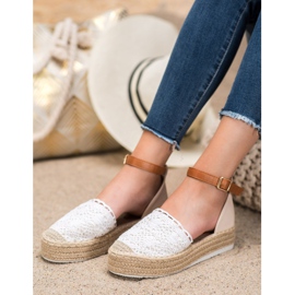 SHELOVET Espadrile la modă cu dantelă alb 2 SHELOVET Espadrile la modă cu dantelă alb 2