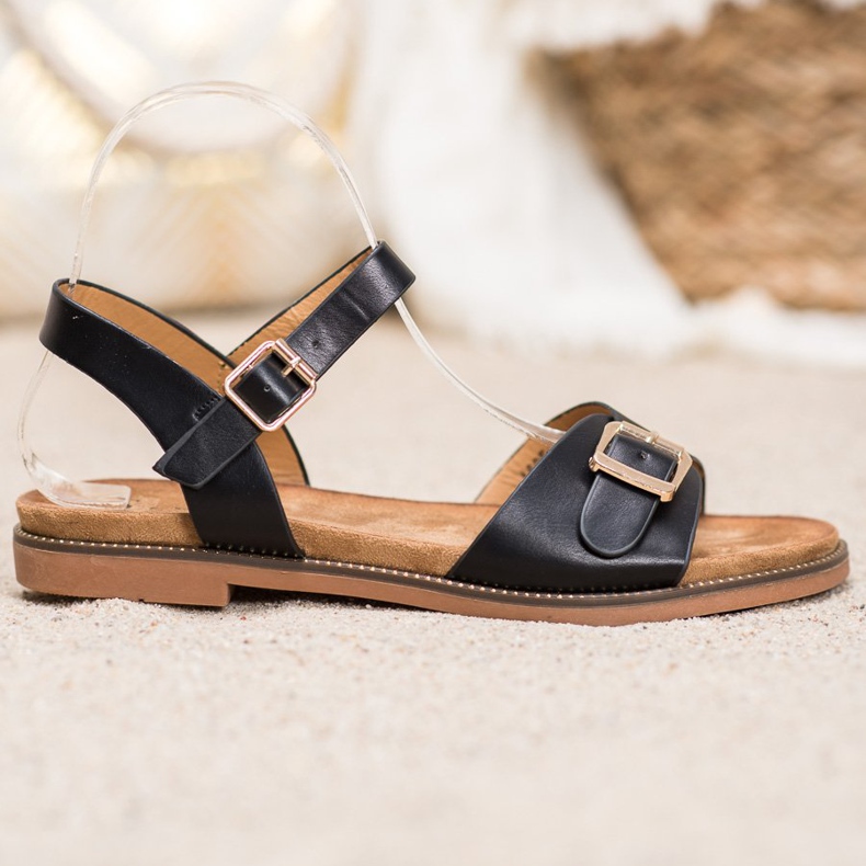 Small Swan Sandale negre cu cataramă negru 2